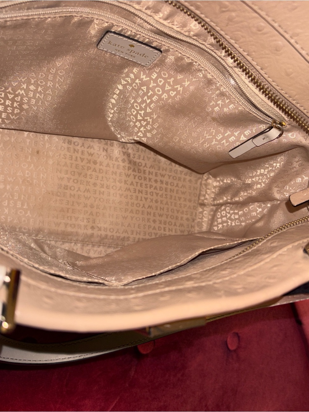 Kate Spade Houston Street Exotic Demarco Tote taupe ostrich-embossed leather - Picture 9 of 9